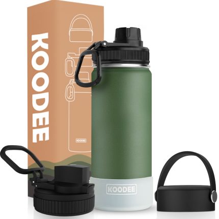 Stainless Steel Insulated Water Bottle With Handle 16oz (3 LIDS SET)